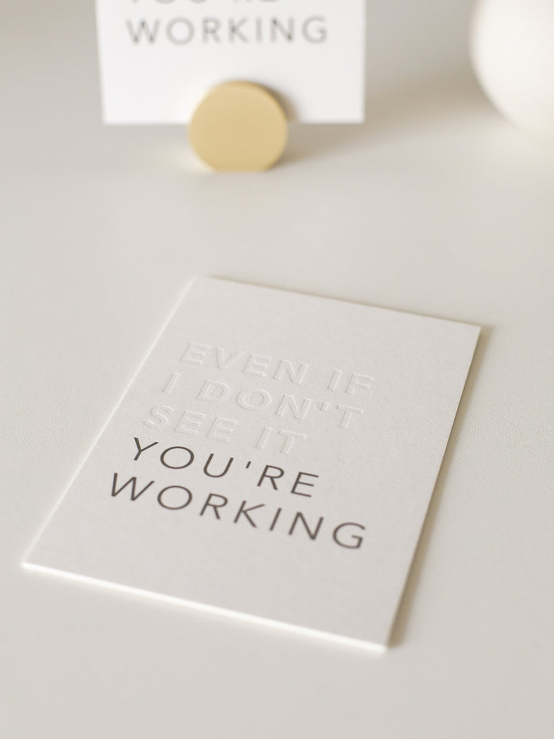 Postkarte – You're Working | Mit Letterpress-Prägung